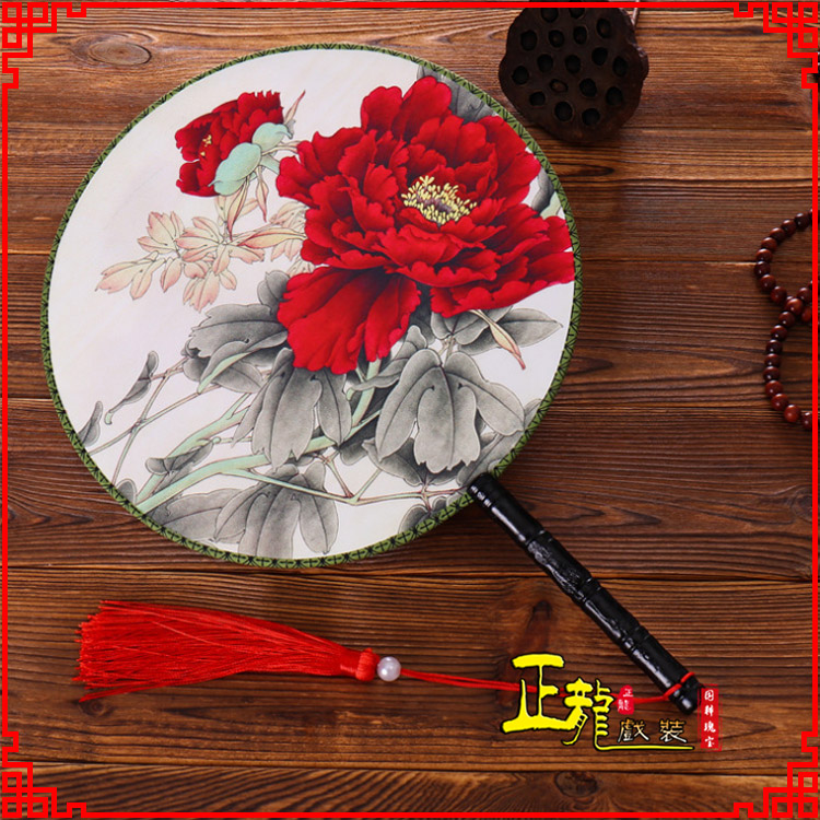 安远古典中国风团扇空白扇跳舞蹈扇 真丝宫扇