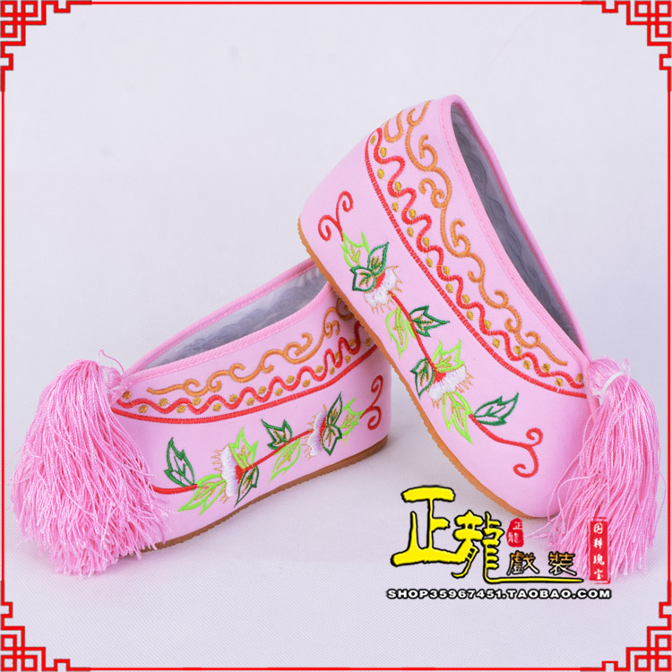 安远花旦鞋女绣花彩鞋 舒适款草花内高彩鞋