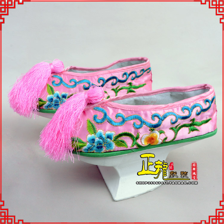 安远京越剧戏鞋花盆底清朝皇后贵妃宫女花盆底 旗鞋